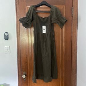 Angashion NWT Square Neck Dress Short Puff Sleeve Midi Dress